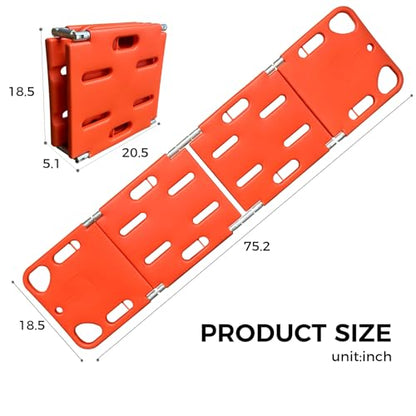 Water Floating Stretcher PE 4-fold, Plastic Emergency Rescue Spine Board, Life Board with Seat Belt, First Responder Backboard, Weight Capacity 353lbs