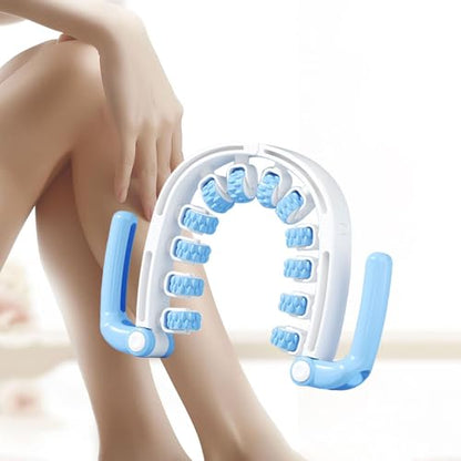 Generic Massage Roller Muscle Relaxation Roller Stick with Detachable 12 Wheel System Sturdy PP Material Adjustable Handheld Tool, Blue