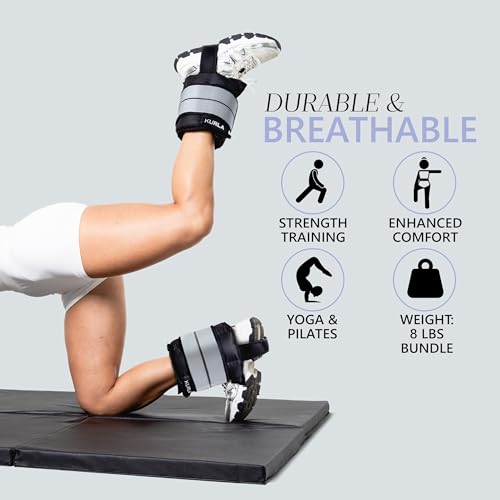 Ankle & Wrist Weights – 8/16/20/30 lbs Pair (4–15lbs - Each) | Dual Adjustable Secure Strap System | Patented Design | Ideal for Home Workouts, Pilates, Yoga, Glute Training - size: 08 lbs each (16 lbs pair)