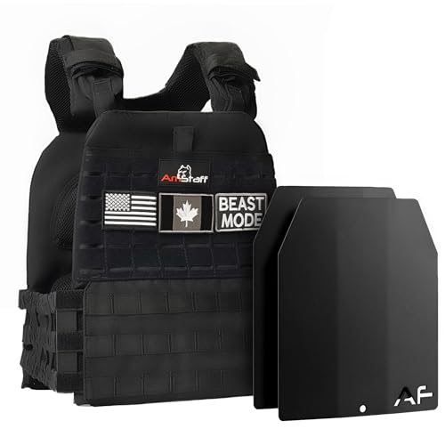 Amstaff Tactical Weighted Vest - Adjustable Weight Vests - Versatile Wearable Vest for Fitness Workouts, Strength and Endurance Training, Running - color: Black, style: 30 LB