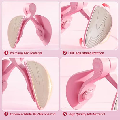 Thigh Trainer [2026 Upgraded], Thigh Trainer Thigh Exerciser, Inner Thigh Exerciser, 360° Pelvic Floor Exercise Devices, Hip Trainer Kegel Excerciser, 20LB Resistance Band, Pink