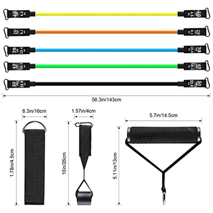 Resistance Bands Set, Himaly Exercise Bands Strength Training Fitness Bands Workout Elastic Bands with Legs Ankle Straps, Door Anchor, Handles & Carry Bag for Home Outdoor Workouts