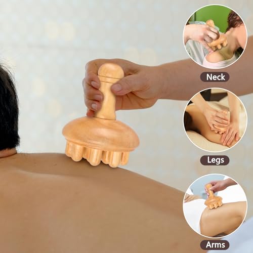 Wood Therapy Massage Tools, Anti Cellulite Massager Body Scraping Lymphatic Drainage Massager,Trigger Point Wood Therapy Gua Sha Tool for Body Sculpting,Back, Legs, Full Body Use - style: Wooden Massager