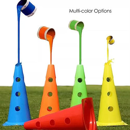 YXXSDP Professional Hurdle Cone Set, Adjustable Training Cones and Agility Poles, Multi-Sports Practice Equipment for Kids Pets Adult - color: Round Cones+1m Pole