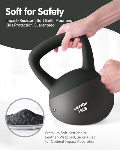Soft Kettlebell - Cushioned Impact-Resistant Base and Anti-Slip - color: Black-Green