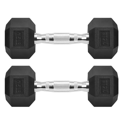 Hex Dumbbells Rubber Coated Cast Iron Hex Black Dumbbell Free Weights for Exercises - style: 7.5 Pounds / Pair