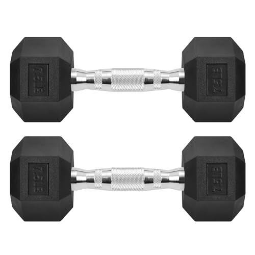 Hex Dumbbells Rubber Coated Cast Iron Hex Black Dumbbell Free Weights for Exercises - style: 7.5 Pounds / Pair
