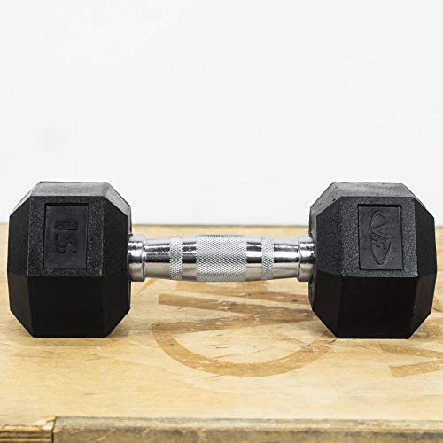 Valor Fitness RH Family Rubber Hex Dumbbells - size: 15-Pound