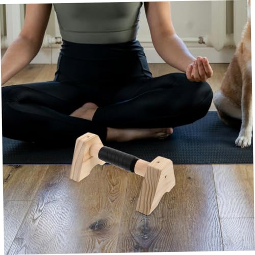 Wooden Push up Bars Stands with Non-slip Base Beech Wood Pushup Handles for Men and Women Calisthenics Equipment Home Gym Strength Training Parallettes 30cm Pair