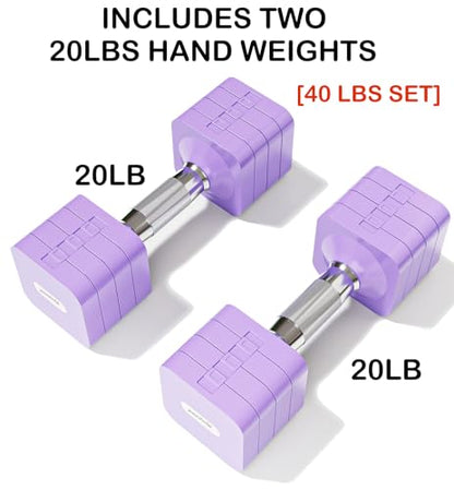 Adjustable Dumbbell Set for Women Men 7.5LB/10LB/15LB/20LB/25LB Each - color: Purple, style: 20LB Each [40 LBS Total]