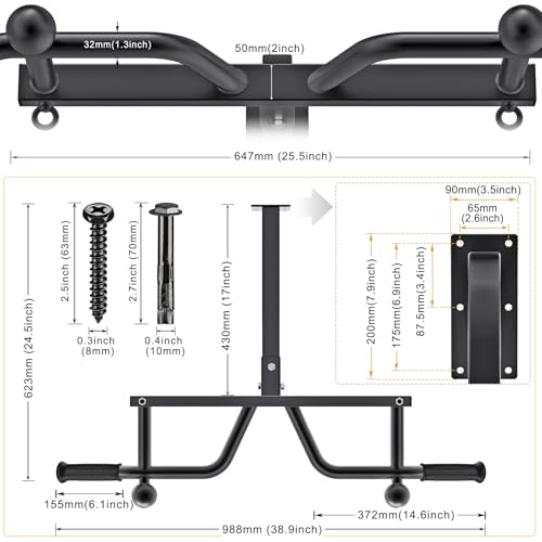 Kipika 48" Ceiling Mounted Pull Up Bar, Heavy Duty Multi-Grip Chin Up Bar,Mounted Pullup Bar, Adjustable Height, Pull Up Bands for Chin Ups & Body Stretching, Ideal for Home Gym and Strength Training - color: A: Pull-up Bar