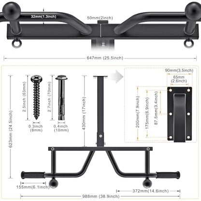 Kipika 48" Ceiling Mounted Pull Up Bar, Heavy Duty Multi-Grip Chin Up Bar,Mounted Pullup Bar, Adjustable Height, Pull Up Bands for Chin Ups & Body Stretching, Ideal for Home Gym and Strength Training - color: A: Pull-up Bar