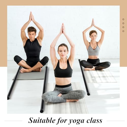 Hiboom 6/9 Pcs 5ft Yoga Stick Natural Bamboo Black Exercise Stick with Non-Slip Rubber Ends Stretching Tool Posture Corrector Stretch Tool for Flexibility, Workout, Balance Fitness