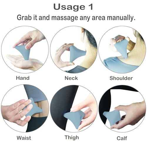 Trigger Point Massage Ball, Manual Massager Tool for Muscle Knot Deep Tissue Relief Myofascial Release Physical Therapy Hip Flexor Iliacus Psoas Hand Foot Back. 2.8×2.9” (Gray) - color: Gray
