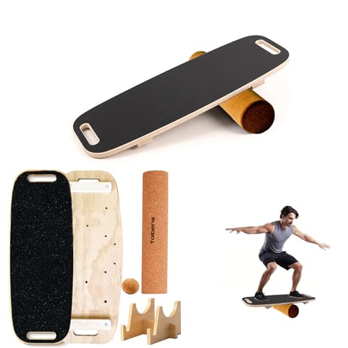Balance Board trainer for Adults Kids，Hockey snowboard wobble board，450Lbs remarkable core trainer made of wood/Less Plastic - size: 30 inches x 18 inches
