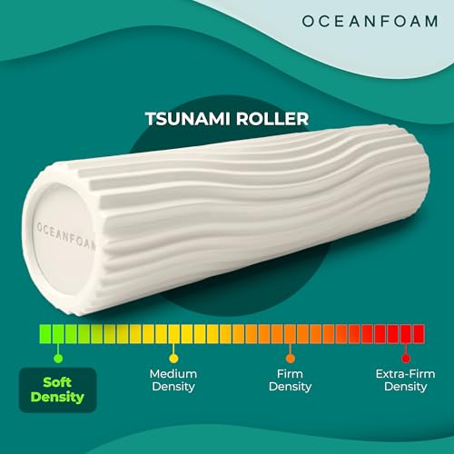 Tsunami Roller (Natural) - Extra-Large, 26" x 5.9" - Soft, Textured Foam Roller for Physical Therapy, Back Pain, Exercise & Stretching - Wave Textured - Yoga, Athletics, & Wellness