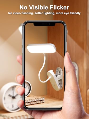 Desk Lamp Clip on Light, Adjustable Desk Light with Flexible Gooseneck and 3 Color Modes, Dimmable Reading Lamp for Study, Office, and Craft Work, USB Powered Task Lights with Secure Clamp, White