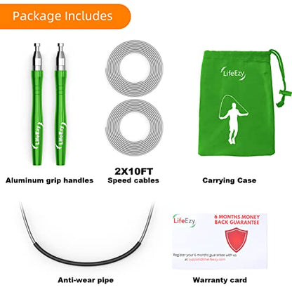 Jump Rope, High Speed Weighted Jump Rope - Premium Quality Tangle-Free - Self-Locking Screw-Free Design - Jump Ropes for Fitness - Skipping Rope for Workout Fitness, Crossfit & Home Exercises - color: Green