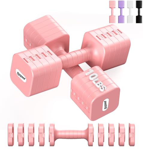 16LBS 20LBS Adjustable Dumbbell Set Dumbbells Sets Hand Weights for Women Men Free Weights Dumbbells Set Exercise Fitness dumbbell sets of 2 for Home Gym Workout Strength Training Equipments - color: Pink, style: 10LB Each [20 LBS Pair]