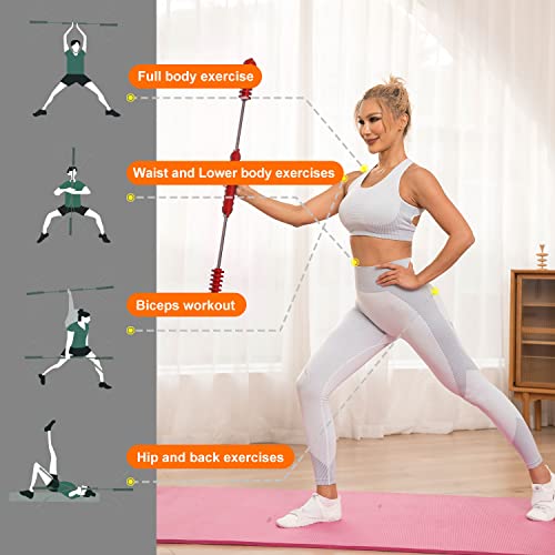 Fitness Bar, Elastic Resistance Exercise Bar for Strength Training - color: Red