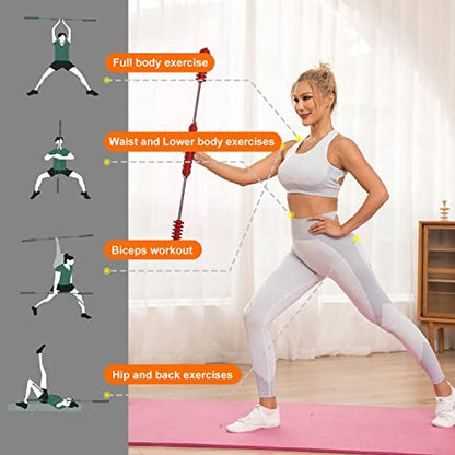 Fitness Bar, Elastic Resistance Exercise Bar for Strength Training - color: Red