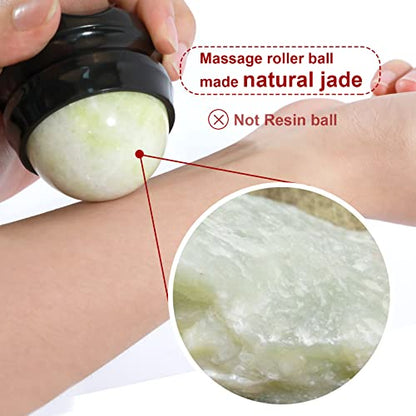ideayard Cold Massage Roller Ball, Massage Stone Tool Jade Ball for Cold & Heat Relief Sore Muscles, Shoulders, Arms, Neck, Back, Feet, Body - color: Black