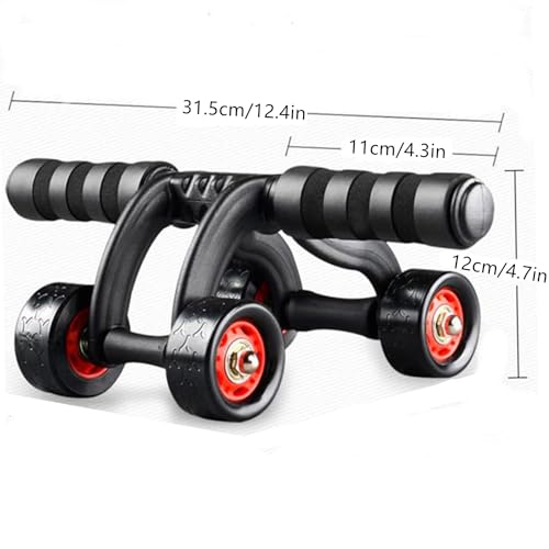 4-Wheel Ab Roller Abdominal Exercise Roller for Six Pack Abs, Core Workout Trainer, Stomach Exercises with Knee Mat, Sport Fitness for Men and Women