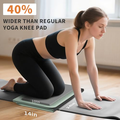 Foldable Exercise Pad for Gym or Home Use, (1.2" x 14"x 24"）Extra Thick and Wide Multi-Functional Knee Pad Cushion & Push Up Mat for Man Woman Kids, Non-Toxic POE Kids Yoga Mat, Lightweight Elbow Cushion for Yoga, Pilates