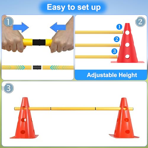 Dog Agility Training Hurdle Cone Set, Adjustable Dog Agility Equipment Obstacle Course Backyard Equipment for Pet Exercise 6 Set - size: Hurdle Cone 6 Set
