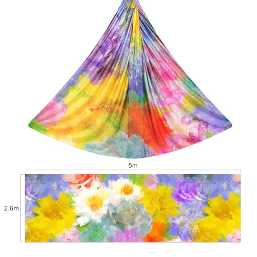F.Life Aerial Yoga Hammock kit- Yoga Swing Multicolor 5 yards-Flying Yoga Include Daisy Chain,Carabiner and Pose Guide - color: Colorful life