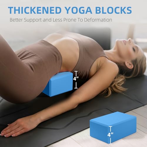 Large Foam Yoga Block 1 Pack, 9x6x4 Sturdy Pilates Block, Workout Block, Non Slip Surface Yoga Brick for Pilates Meditation, Stretching and Toning - color: BLUE