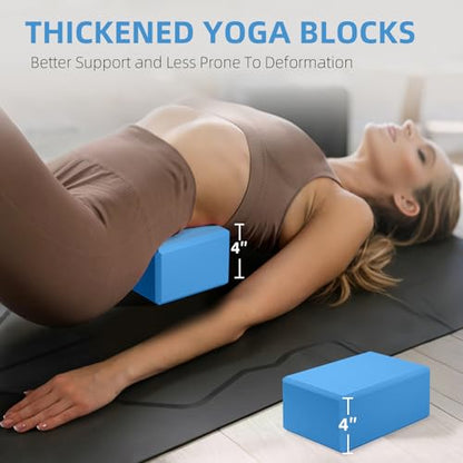 Large Foam Yoga Block 1 Pack, 9x6x4 Sturdy Pilates Block, Workout Block, Non Slip Surface Yoga Brick for Pilates Meditation, Stretching and Toning - color: BLUE