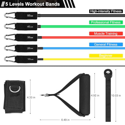 SZHLUX Resistance Bands, Workout Bands for Men and Women with Handles, Door Anchor, Carry Bag and Ankle Straps for Resistance Training, Home Workouts, Physical Therapy