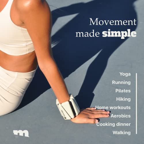 Movido Wrist and Ankle Weights | 1 lb each (2 per set) | Adjustable Workout Weights for Women and Men | Perfect for Yoga, Walking, Pilates, Hiking, Aerobics, Movement