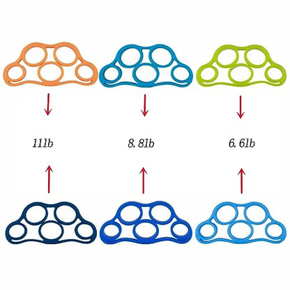 6 Pack Finger Strengthener - 3 Resistance Levels Silicone Exerciser - Hand Grip Trainer for Fitness, Guitar & Rock Climbing