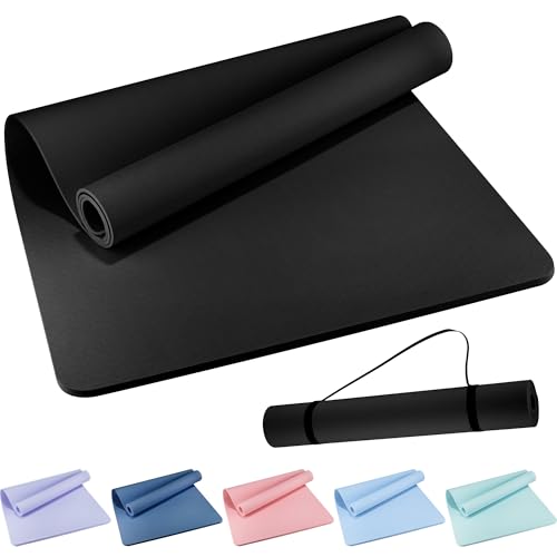 Extra Wide Yoga Mat 72" x 32", 6mm Non Slip TPE Exercise Mat with Carrying Strap, Large Workout Mat for Yoga, Pilates, Stretching, HIIT & Home Gym