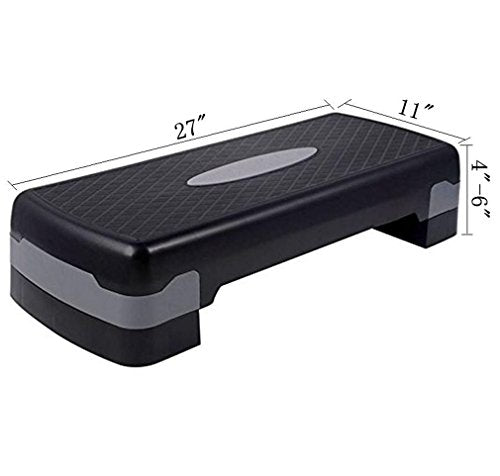 27" Adjustable Exercise Equipment Step Platform For Sports & Fitness (black & grey)