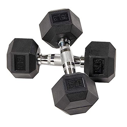 Balancefrom Rubber Encased Hex Dumbbells, 15LB, Pair