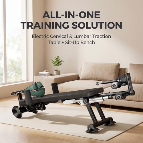 Full Body Traction Table, Cervical Traction Bench & Lumbar Traction Bed, Electric Decompression Table Machine with Remote, Lumbar Traction Device, Professional Inversion Table Alternative for Pain