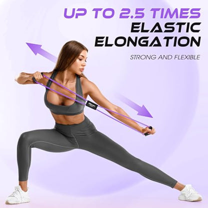 Resistance Bands, Figure 8 Resistance Band, Exercise Bands with Handles, Weights Workout Bands for Arms, Back, Shoulder, Leg, Physical Therapy, Pilates, Home Workout Equipment That Replace Dumbbells - color: Purple