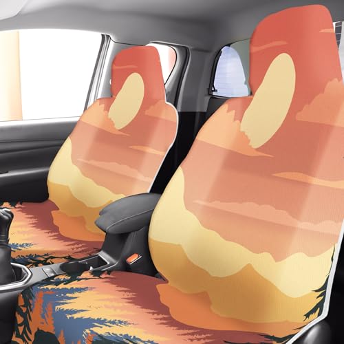 OBUSATT 2 Pack Car Seat Towel Covers with Storage Bag Seat Cover Protector Athletic Running Towel Sweat Washable Cover Gift for Car Outdoor Sport Activities Gym Workout 63x32 in, Sunset Forest Bear - style: Sunset Forest Bear