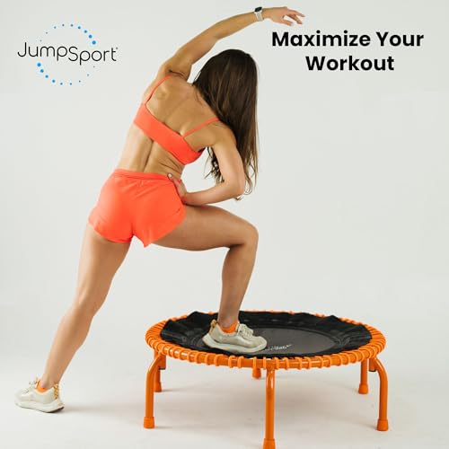 JumpSport 350 PRO 39 Inch Fitness Trampoline Indoor Rebounder Cardio Workout Equipment 300 lb Capacity - color: Energize