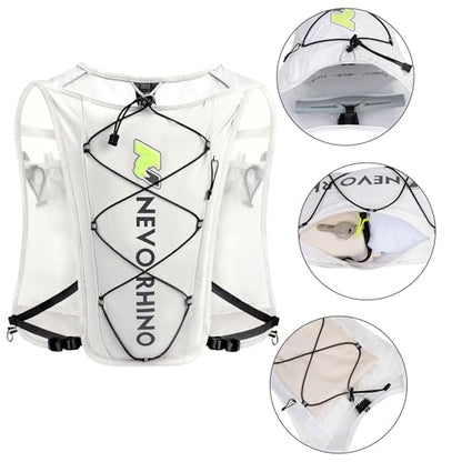 Waterproof Running Vest, 5.5L Breathable Running Hydration Vest with 1.5L Water Bladder, Water Vest for Hiking, Trail Marathon Race, Ideal for Women and Men - color: White
