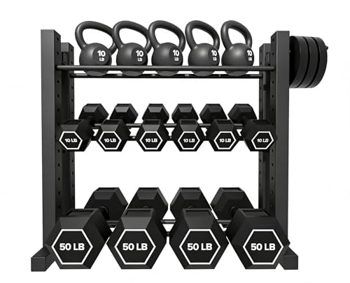 3-Tier Dumbbell Rack Stand Only, Weight Rack for Home Gym Dumbbells, Adjustable Height, Compact Design, 1000LB Capacity Dumbbell Storage for Home Use
