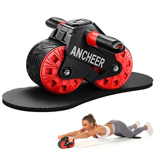 ANCHEER Ab Roller for Abs workout, Ab Wheel Roller with Knee Pad Mat and Intelligent Display, Fitness Ab Carver Pro Roller with Automatic Rebound, Ab Workout Equipment for Abdominal Exercise