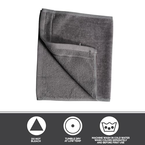 Monogrammed Towels Fingertip, Personalized Gift, 11 x 18 Inches - Set of 2- Silver Embroidered Towel - Extra Absorbent 100% Cotton- Soft Velour Finish - For Bathroom/ Kitchen/ Spa- Initial F (Gray)