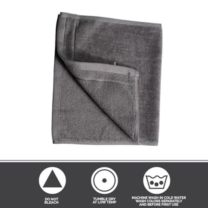 Monogrammed Towels Fingertip, Personalized Gift, 11 x 18 Inches - Set of 2- Silver Embroidered Towel - Extra Absorbent 100% Cotton- Soft Velour Finish - For Bathroom/ Kitchen/ Spa- Initial F (Gray)