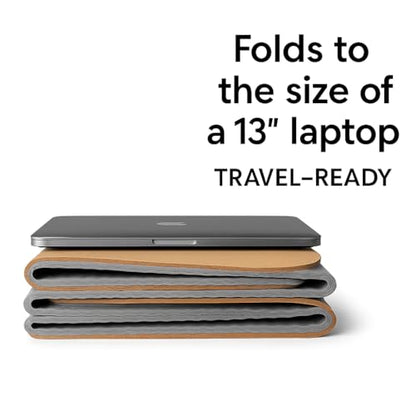 Roam & Wrap TRUE FOLDING Cork Yoga Mat 5mm Thick - Not Rolled, Fits in Backpack & Carry-On - Non-Slip Portable Mat for Travel, Pilates & Gym