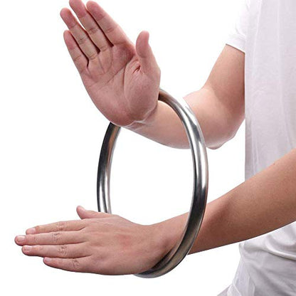 Wing Chun Ring Kung Fu Martial Arts Hand Strength Training Equipment Natural Wood Rattan Stainless Steel Ring for Exercise - color: Stainless Steel