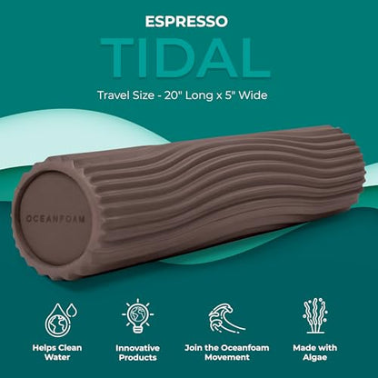 Tidal Roller - Espresso - Muscle Massage Foam Roller for Back Pain & Stretching - Firm and Ergonomic Wide Wave Textured - Yoga, Athletics, & Wellness - Full Size, 20" x 5" - color: Espresso
